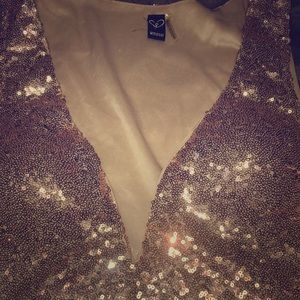 Rose gold sequin crop top